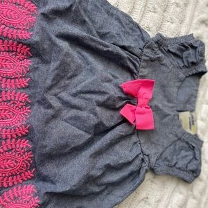 Newborn girly denim pink dress